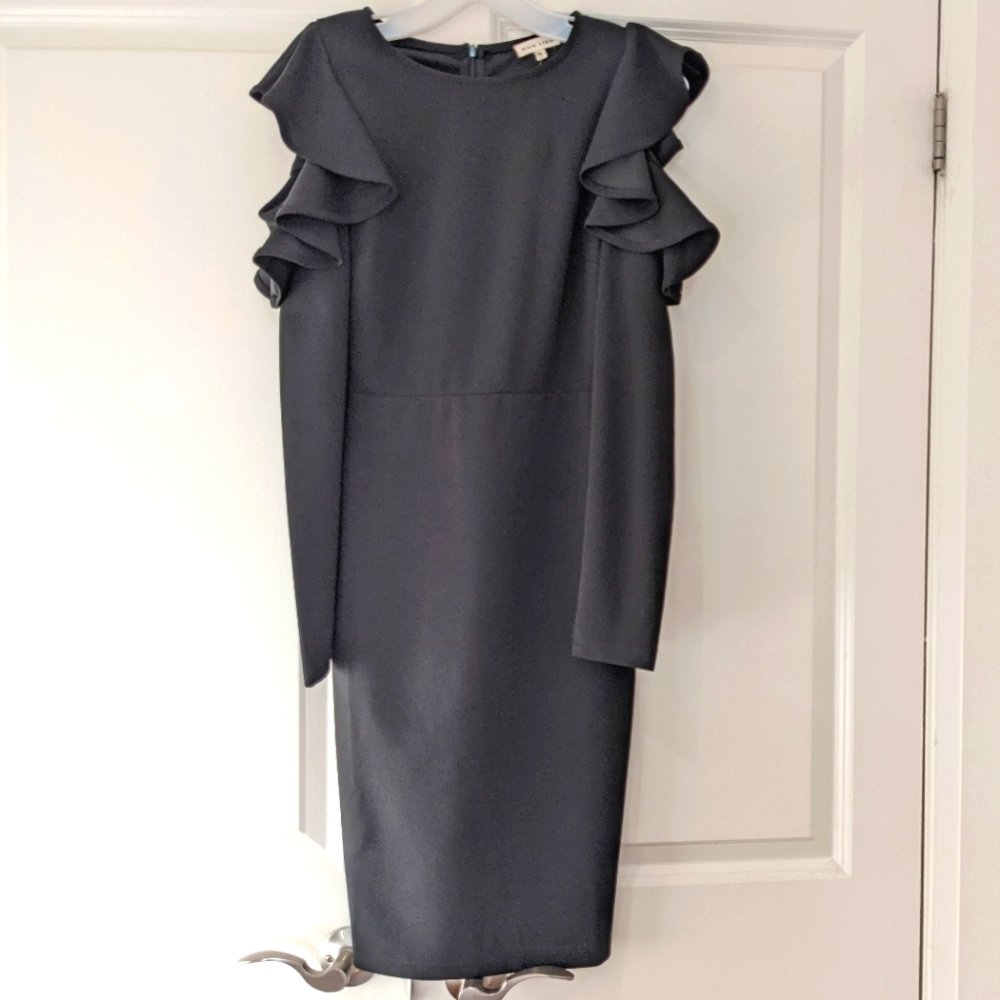 Black dress with ruffle sleeves